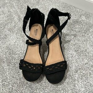Black Strappy Wedge Heels